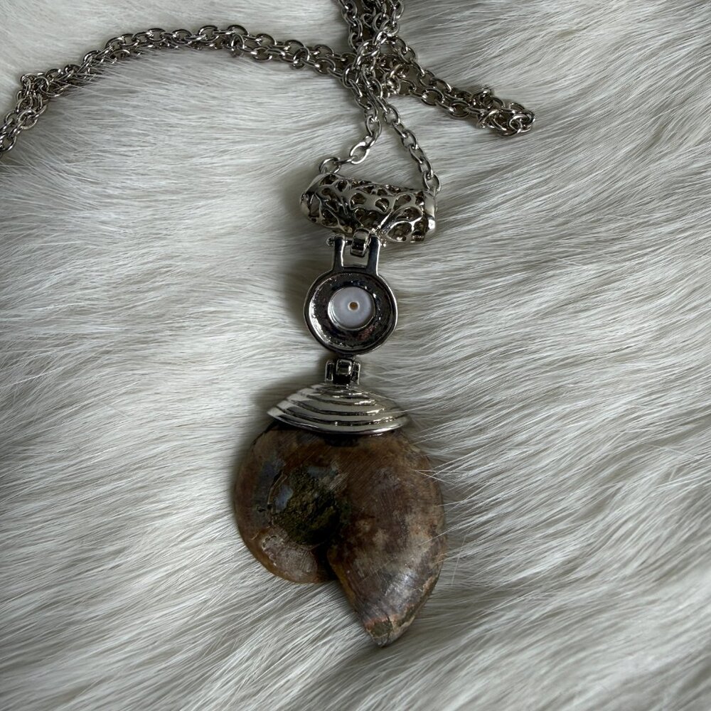 Ammonite Fossils And Real Fossil Silver Tone Pend… - image 6